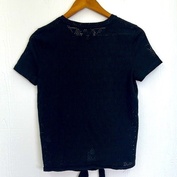 Madewell - Texture and Thread Black Eyelet Tie Front Short Sleeve Crop Small - Picture 10 of 10